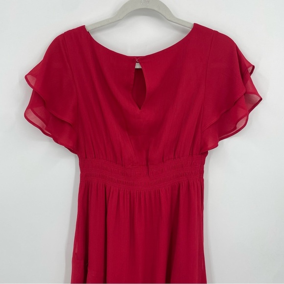 NWT Ann Taylor red smocked waist flare midi dress Sz XXS - Picture 5 of 13